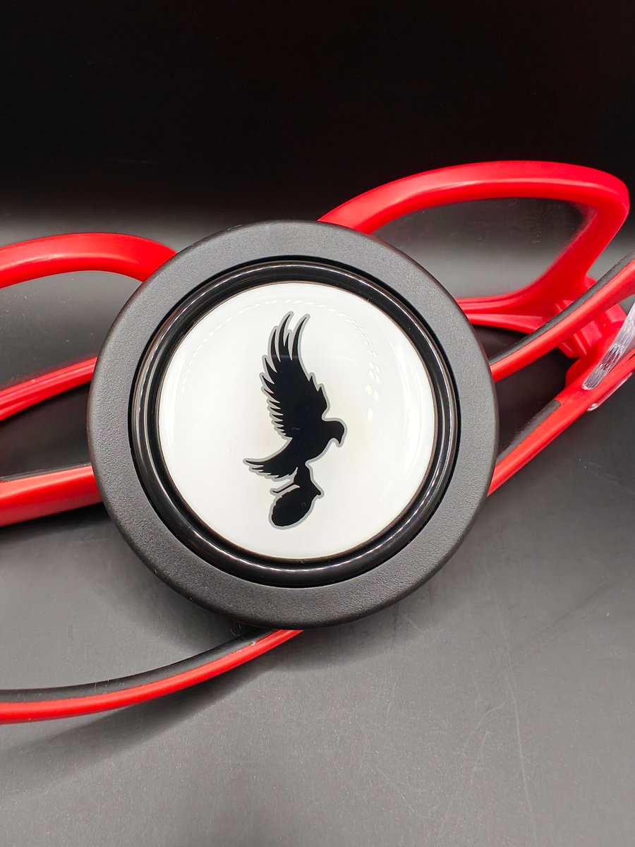 builtinvain's tweet image. R33 Skyline custom button with customer provided design that was customized and a perfect match for the white gauge faces!

#skyline #r33 #hornbutton