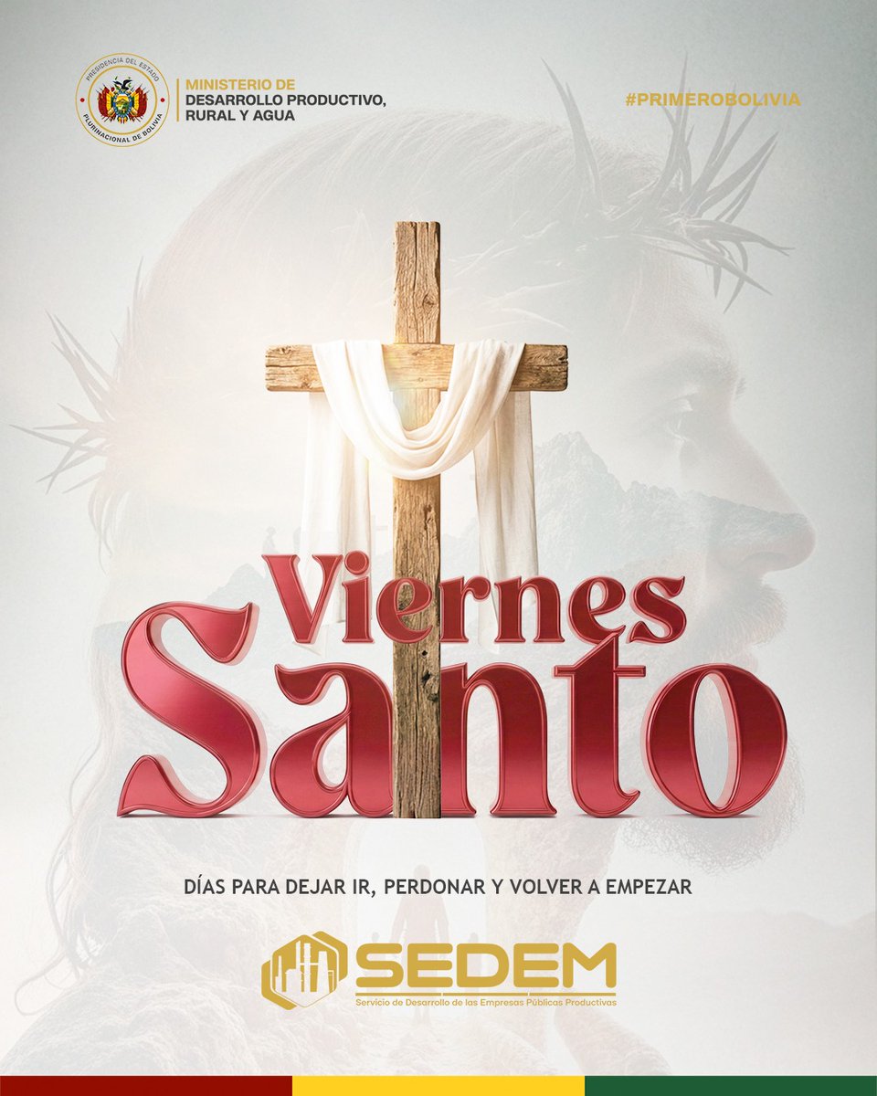 Sedem_Bolivia's tweet image. ✝️ Viernes Santo

Un día de reflexión, recogimiento y fe para miles de familias bolivianas.

Que esta jornada nos invite a renovar valores como la solidaridad, la esperanza y el compromiso con los demás.

#SEDEM #ViernesSanto #PrimeroBolivia @MDPRyABolivia