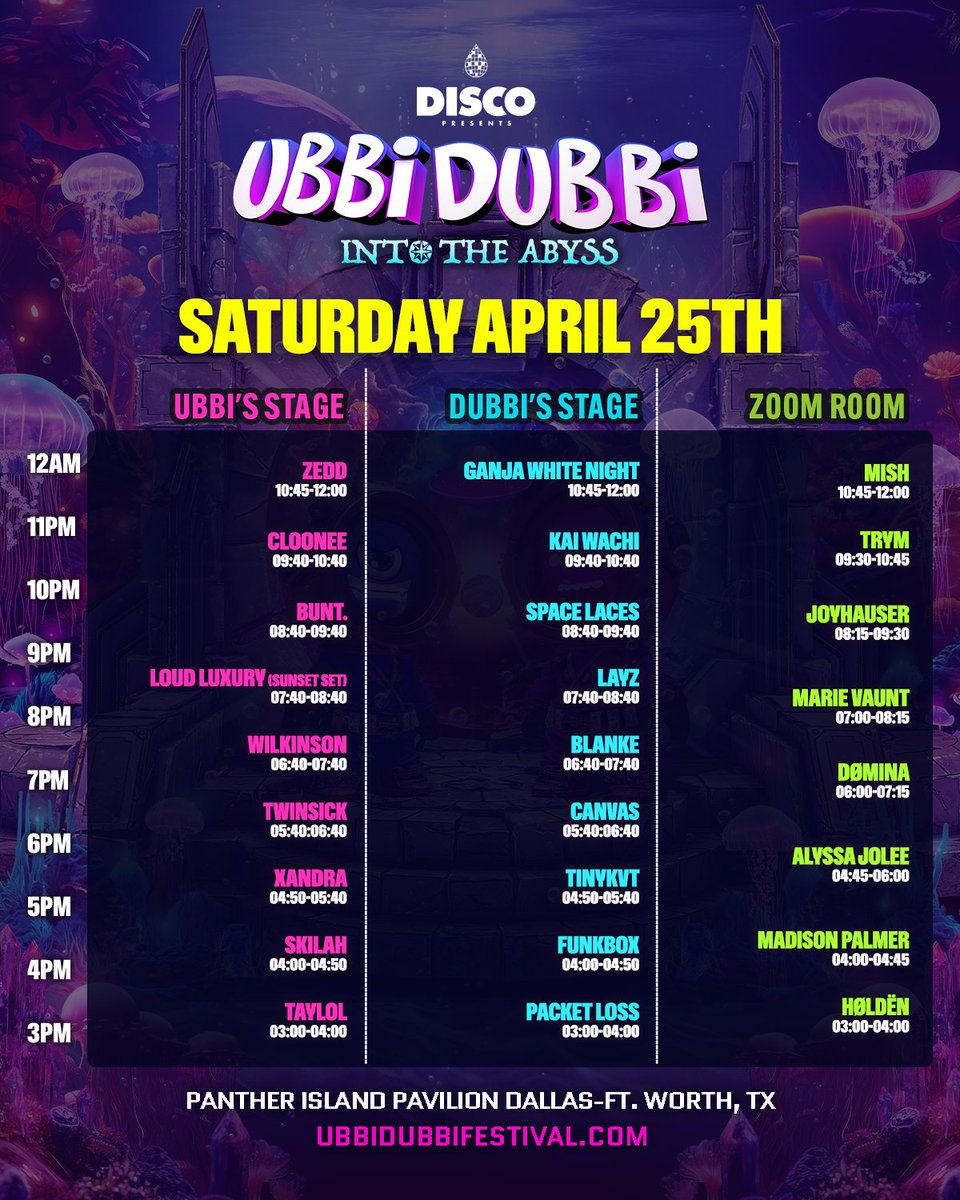 UbbidubbiFest's tweet photo. Ubbi Dubbi 2026 set times have emerged from the depths 🌊 Which set is a must catch? 🎣

Visit our bio to download the official app and build your schedule 📲 https://t.co/M9L0sHHlfh