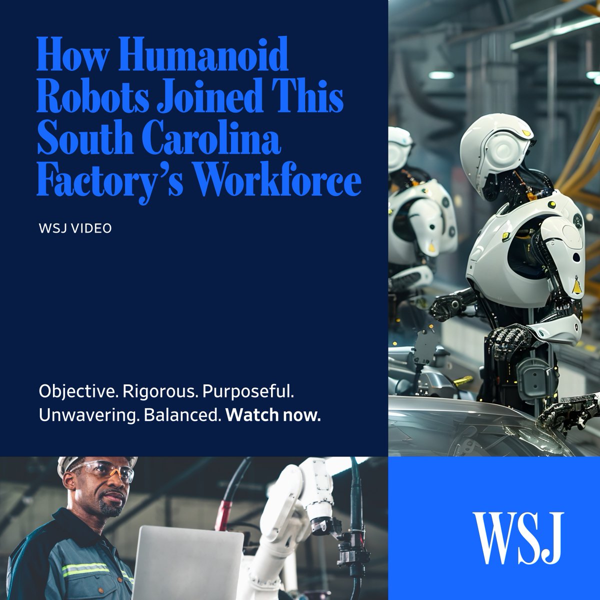 WSJ's tweet photo. Today, fewer than 200 humanoid robots are in the world’s factories. Up to 5 million could be in place by 2040.