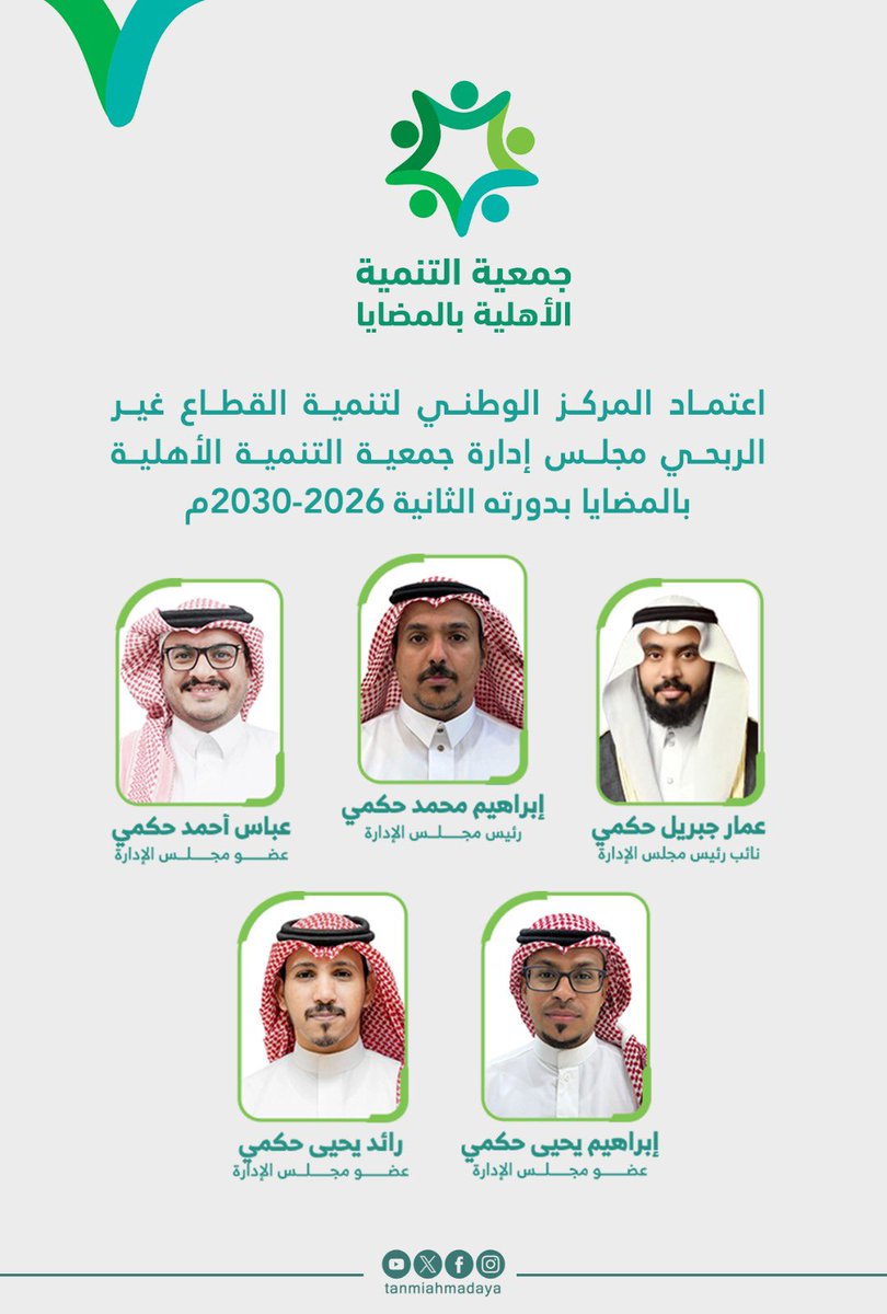 يتقدم أعضاء الجمعية العمومية بجمعية التنمية الأهلية بالمضايا وكافة منسوبيها بخالص التهاني والتبريكات لأعضاء مجلس الإدارة بمناسبة اعتماد تشكيل المجلس في دورته الثانية (2026–2030م)
نسأل الله لهم التوفيق والسداد ودورة حافلة بالإنجاز والعطاء 🌿