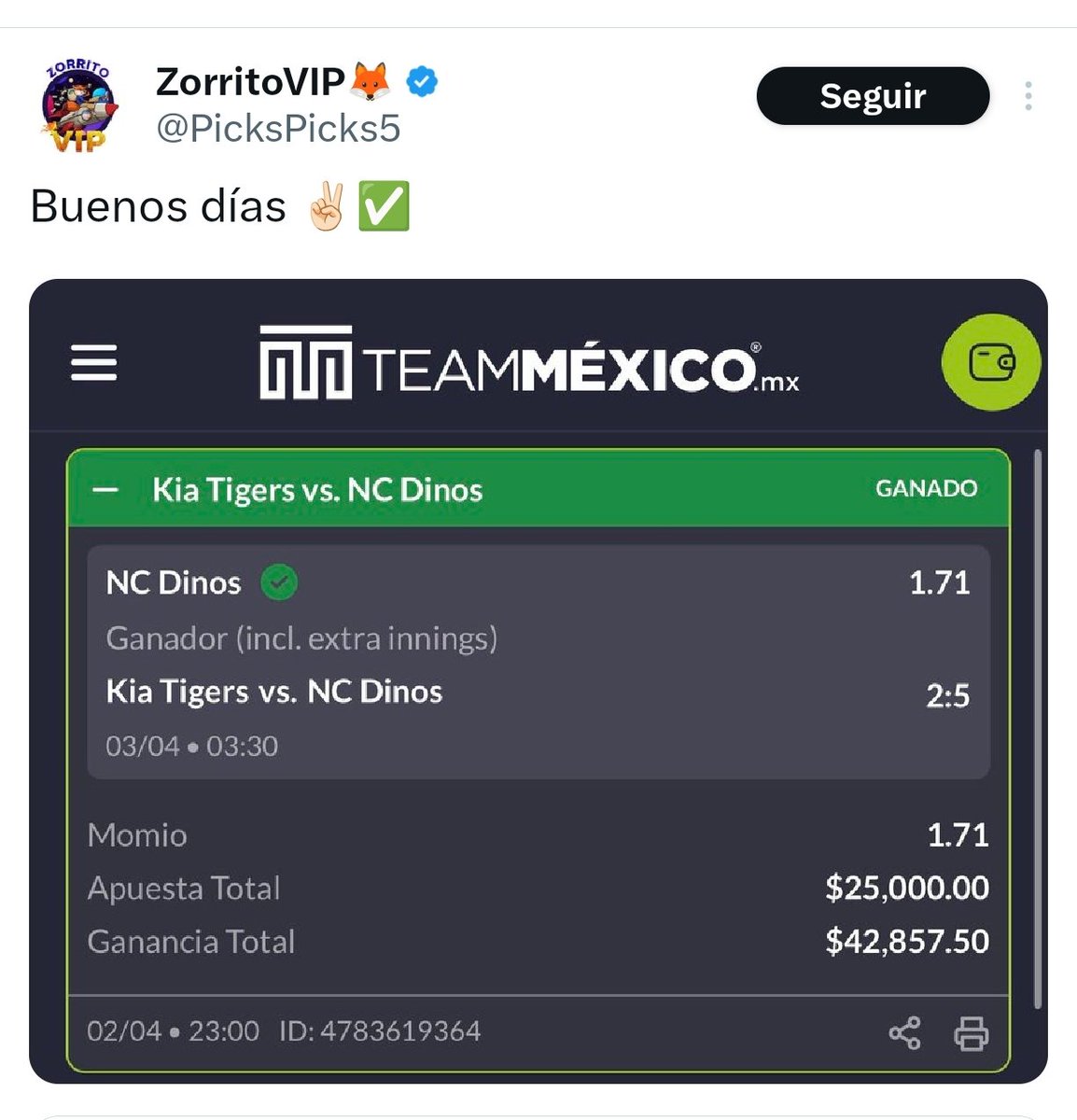 Picks de Cristian Rey 👑 y Gallito vip tweet media