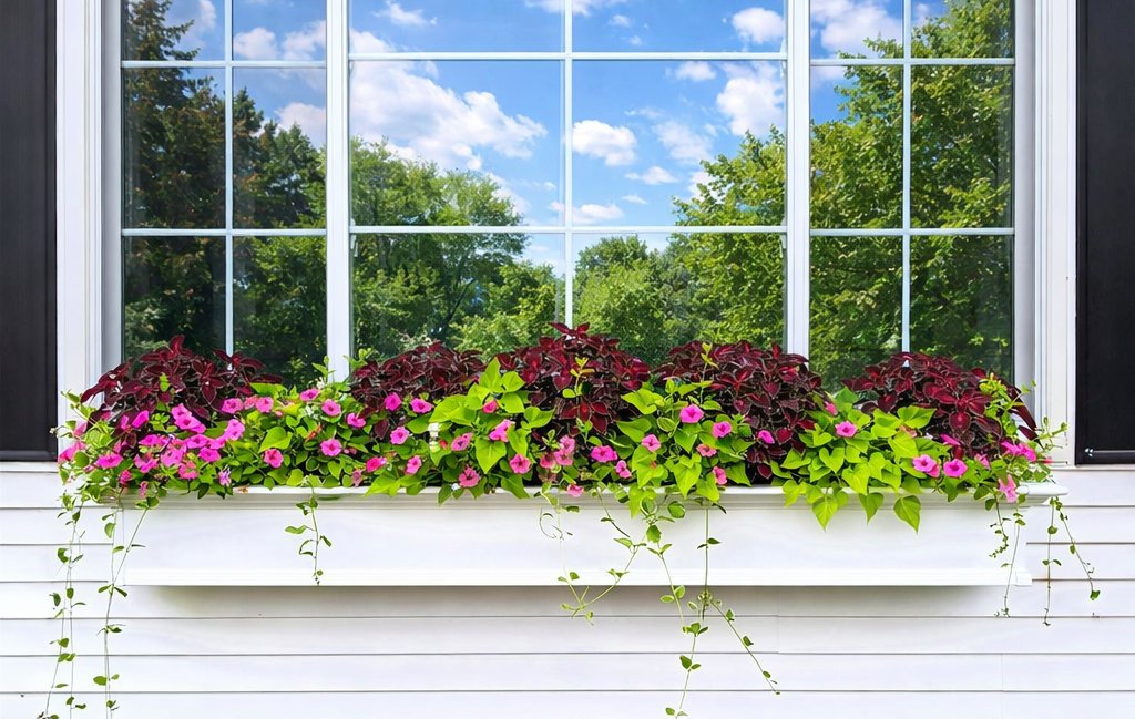 Finding the right-sized window box for your home makes all the difference. Matching the length to your window, or slightly longer, creates a balanced look. While the width and depth will influence how many plants will thrive without overcrowding or weighing down the box.