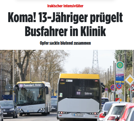 Taykra's tweet image. #Leipzig: Es ist eine Nachricht, die sprachlos macht: Ein Busfahrer (62) liegt im Koma, nachdem ihn ein erst 13-jähriger Intensivtäter attackiert hat. Zu dem Gewaltexzess war es in Leipzig gekommen, als der Fahrer eine Gruppe Jugendlicher aufgefordert hatte, etwas leiser zu sein.