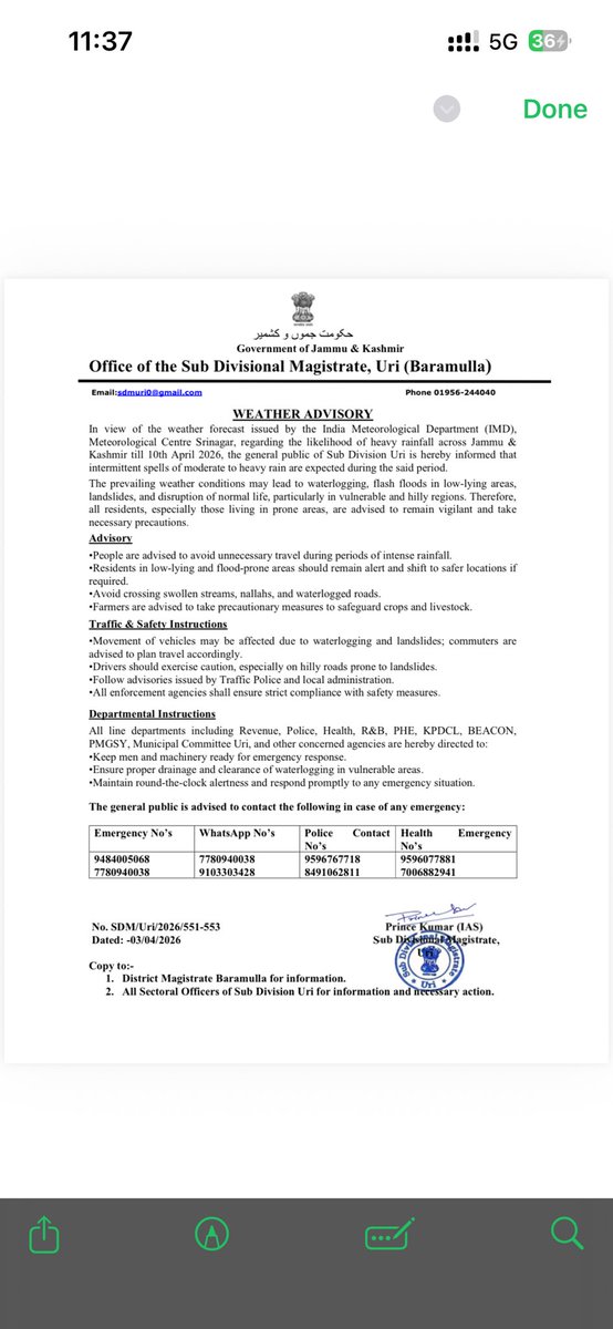 Sub-Divisional Magistrate Uri tweet media
