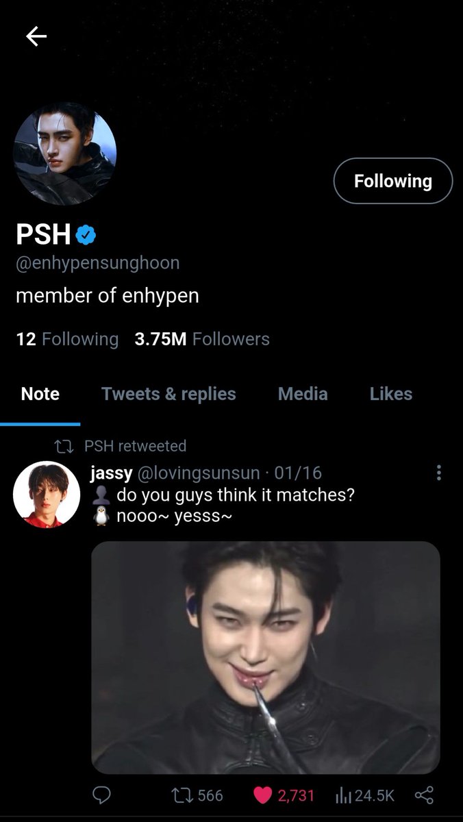 a #sunsun one tweet au peeking into sh's x account🫰🏼