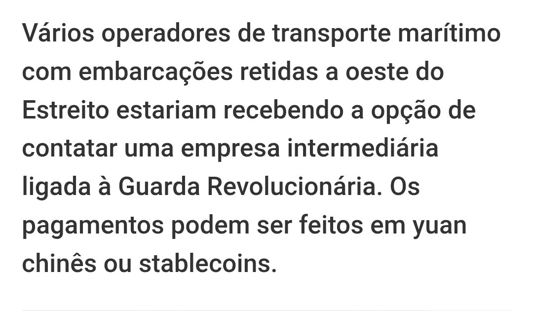lastcallreal's tweet image. Several shipping operators have vessels detained west of the #StraitofHormuz They would be given the option to hire a company linked to #IRGC. Pagamentos podem ser feitos em #yuan ou #Stablecoins.
#BreakingNews
#Plantão
#UltimaHora
#ConflitoMundial