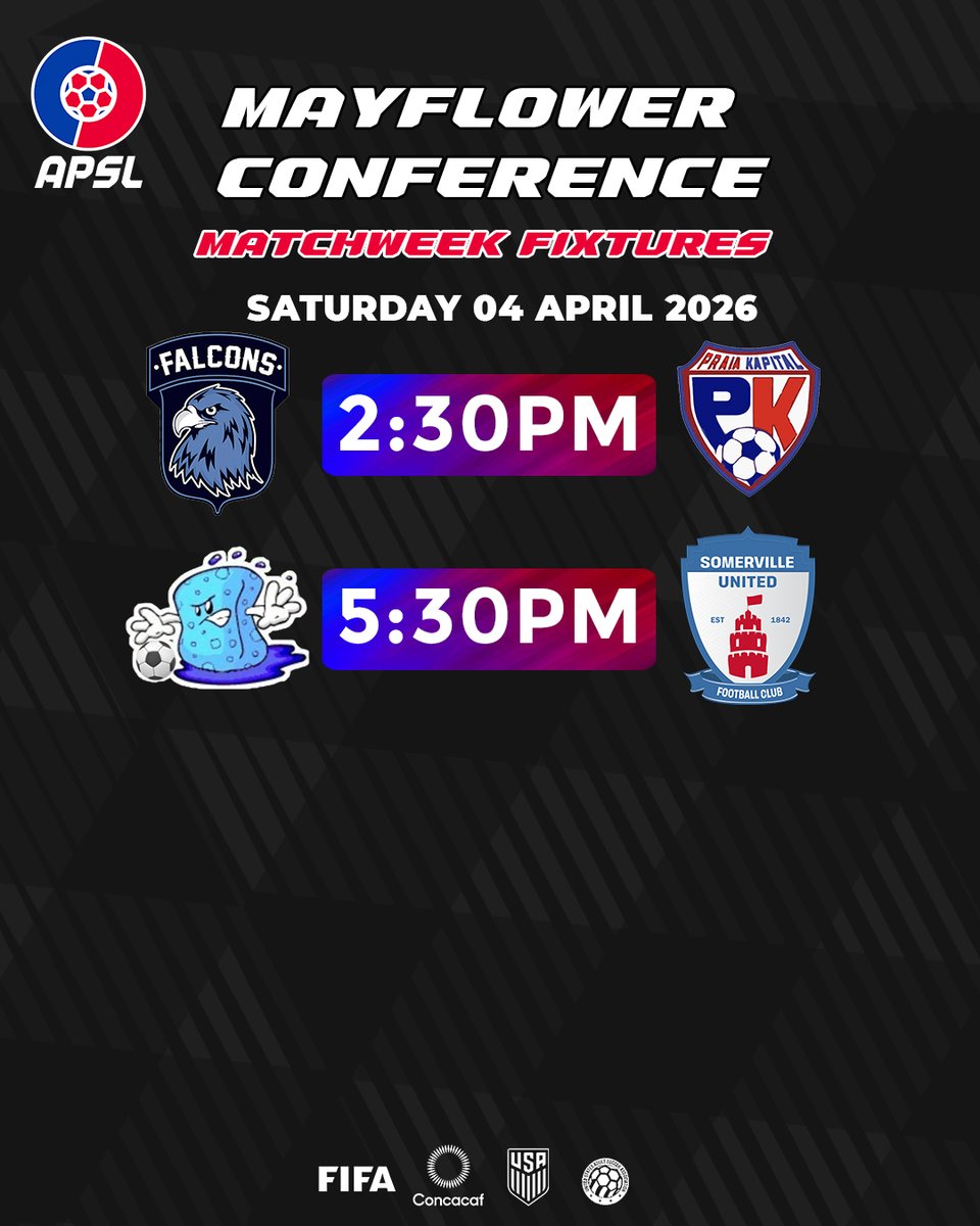 APSLSoccer_'s tweet photo. 📅 Weekend Fixtures

Conference play continues across the APSL this weekend as clubs return to the pitch with critical points on the line.

Title races, playoff positioning, and promotion battles remain tight — every match has implications.

The table won’t wait. https://t.co/wuJ149MwmU