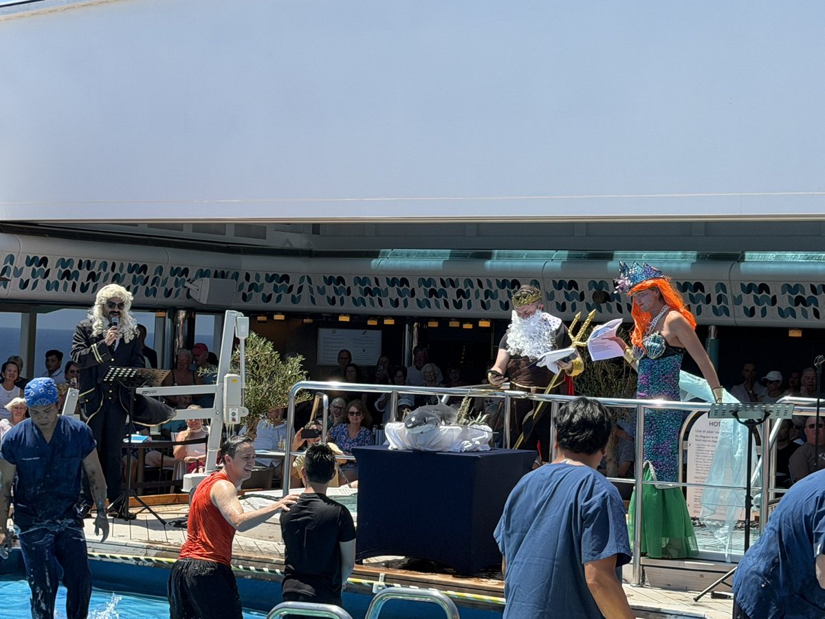 garybembridge's tweet photo. Yesterday on @HALcruises #Oosterdam we had the Crossing The Line Ceremony to mark our Equator crossing. Though we actually crossed it at 11pm the night before but it was held at a more passenger friendly 10:30am the next day! https://t.co/buje95WCdz