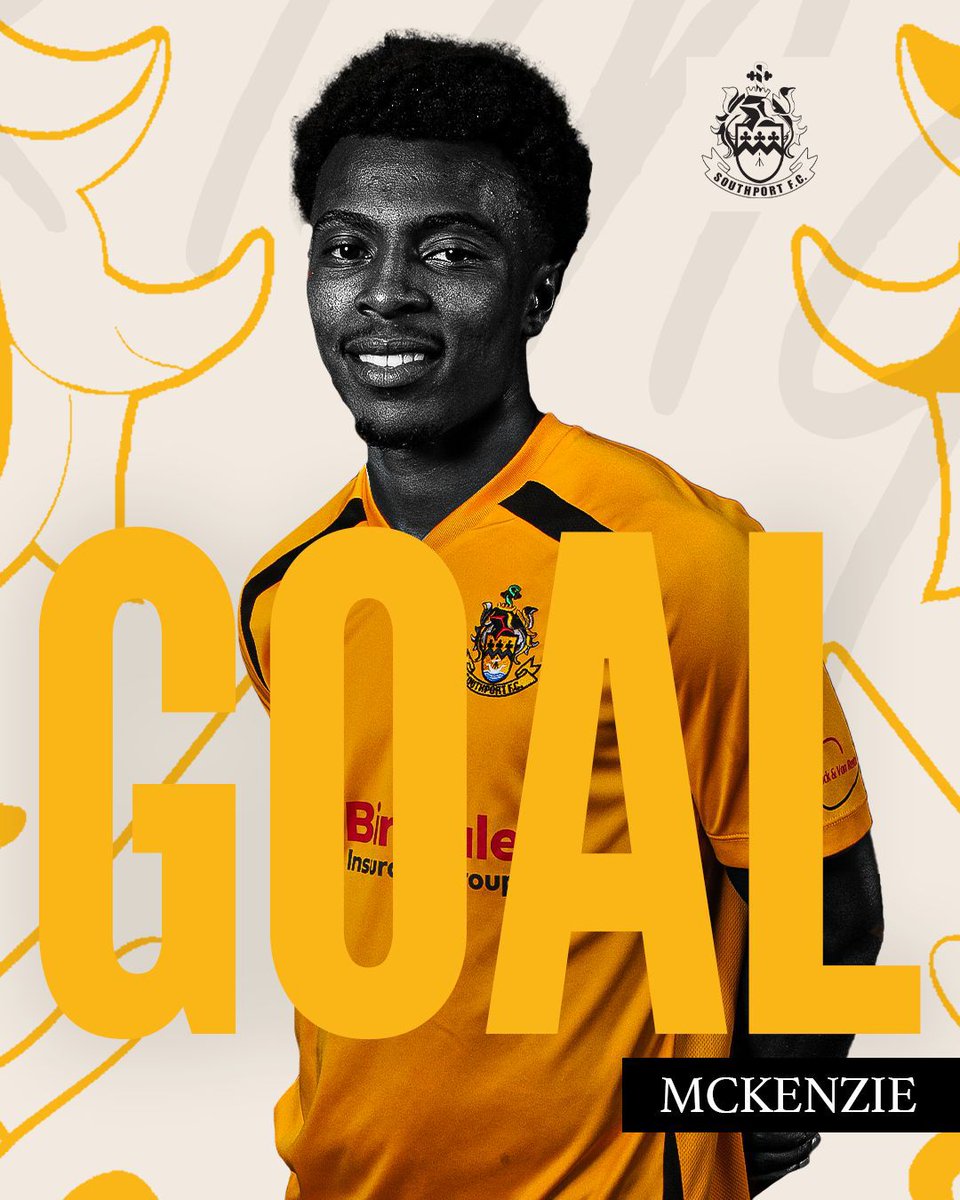 southport_fc's tweet photo. 83'DU DU DU MALAKAI MCKENZIE!!!

Lloyd's cross finds Mckenzie in the area and after flicking it in the air the forward volleys into the net 

🟡 2-1 🟢 https://t.co/9dRyv8UBzO