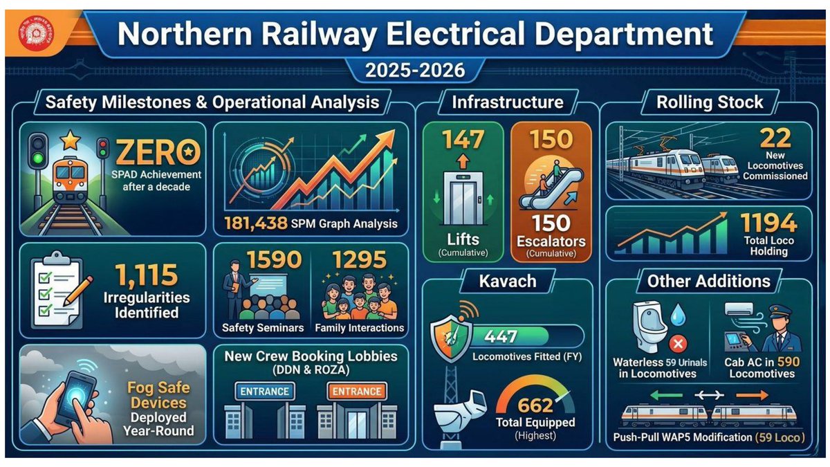 RailwayNorthern's tweet image. Powering Safety through Total Electrification.

#AchievementsOfNR #Electrical