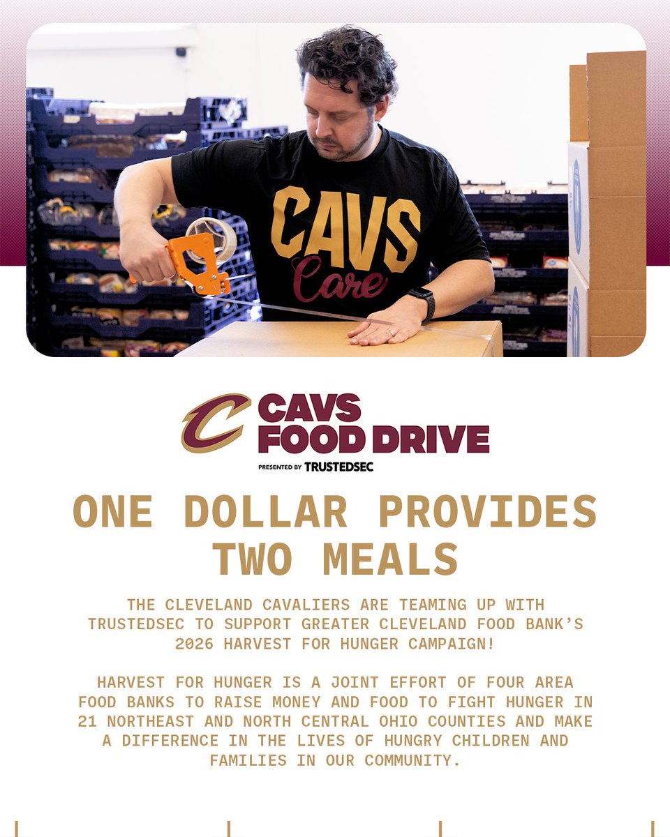 One dollar provides two meals. Join the Cavs Food Drive and make an impact today.
🔗
@TrustedSec | #LetEmKnow