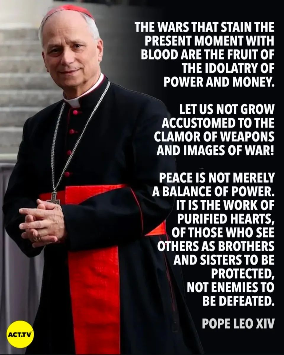 VoteMaxDiaz's tweet photo. Loved this quote by Pope Leo. The first sentence perfectly encapsulates what our government is doing on the world stage. The rest really encapsulates how we must force our government to change and proceed.

It cannot be allowed to enact cruelty and greed in our name. https://t.co/sxexKs6Qvs