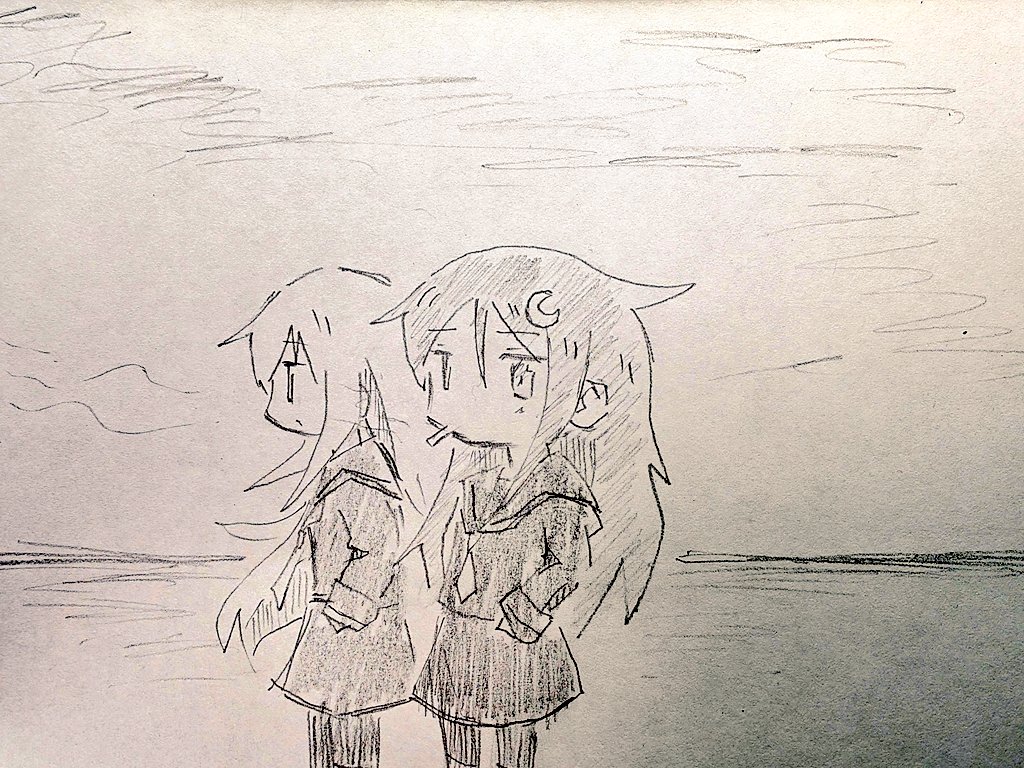 どんなにヘタでも雑でもいいから、一日一回は紙に何か描く。プレ遣の長ねぎ（艦これの長月菊月）