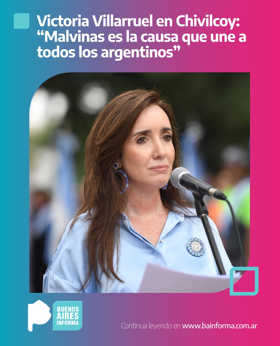 BAInforma's tweet photo. Victoria Villarruel en Chivilcoy: “Malvinas es la causa que une a todos los argentinos”

https://t.co/6XkQdiZAs8

@VickyVillarruel @BritosGuillermo @MuniChivilcoy https://t.co/iKyjsq5LEU