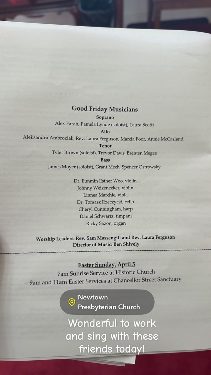 dbmegee's tweet photo. Wonderful to sing the Dubois Seven Last Words of Christ at Newtown Presbyterian Church. Thanks to my friend Ben Shively for the invitation! https://t.co/tUUhsyYaaI