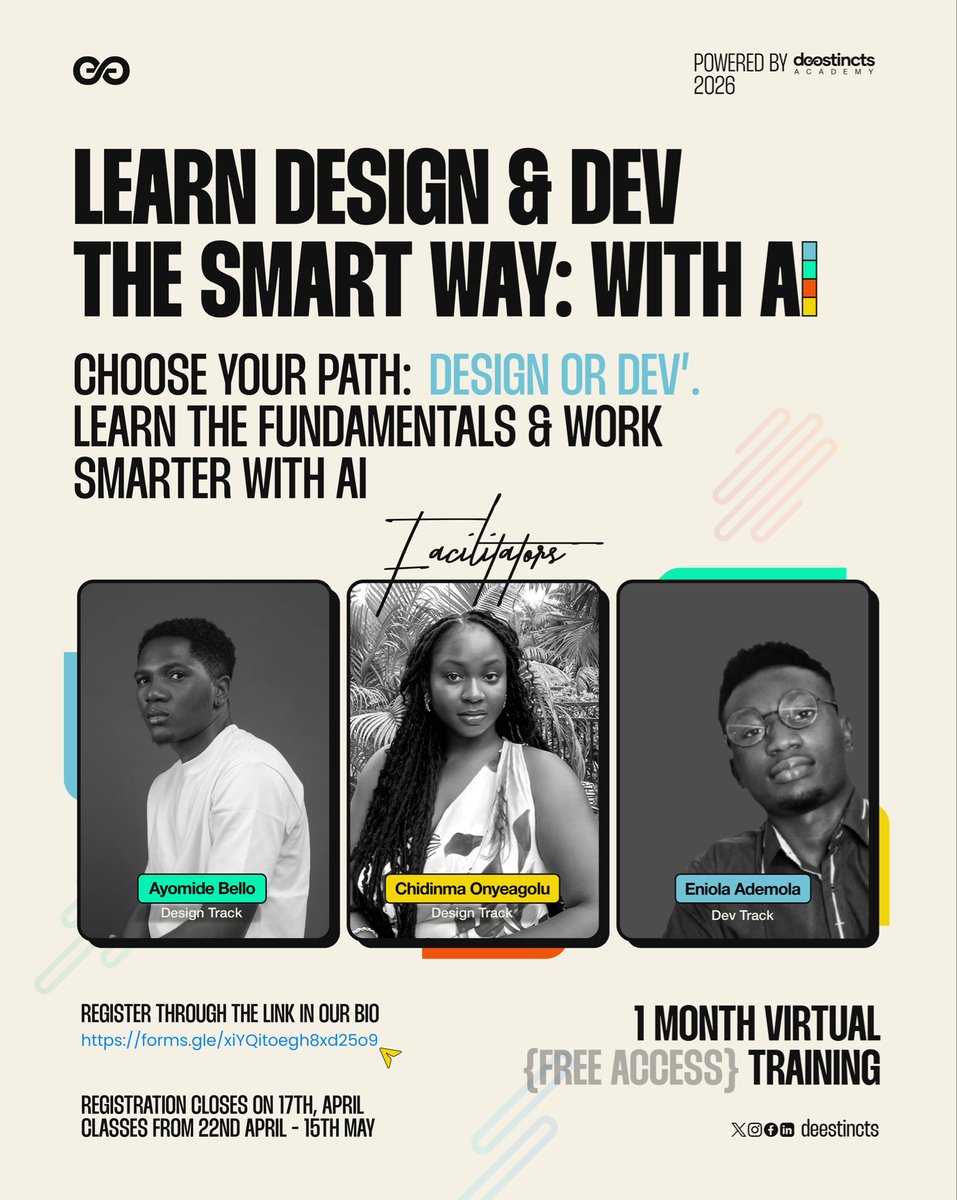 If you’re not using AI, you’re already behind.
We’re opening the doors to something different.

Class Schedule:
Starts April 22, 2026 → Ends May 15, 2026
Live sessions 2x per week

⚠️⚠️ Registration closes: April 17, 2026

Spots are limited. Click the link in bio
#LearnwithAI