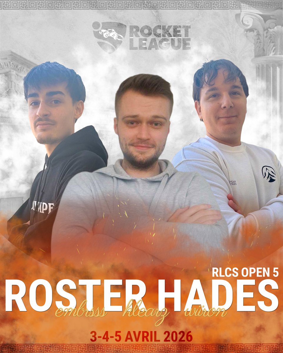 Olympe_Esport's tweet photo. Ce soir, tels des demi-dieux, nos champions entrent dans l’arène du RLCS OPEN 5.

Guidés par le destin, que les dieux de l’Olympe leur offrent la victoire.

Rejoignez-nous sur notre chaîne Twitch pour assister à la légende qui s’écrit. 🏛️

RDV 18h00 sur Twitch pour un cast de @LucieFournol
 : https://t.co/pynN9Feq7k

@WiiRoN_ -> 🇫🇷
@StormKleazR -> 🇫🇷
@embers_RL -> 🇫🇷

Gl à vous ! 🫶🏼