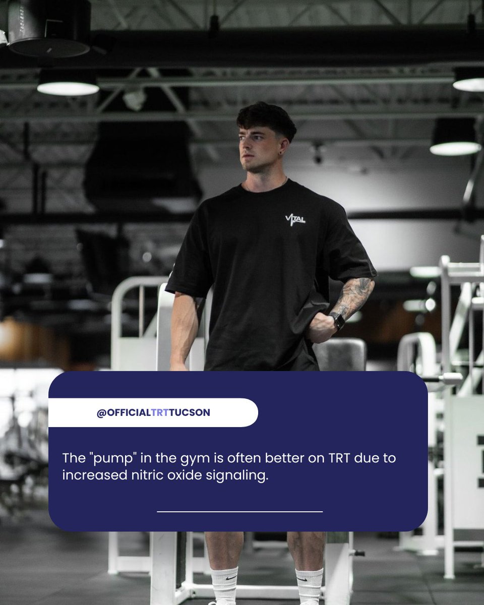 TrtTucson's tweet image. On TRT, your workouts hit different — literally. 💪 #TRT #NitricOxide #GymPerformance #MensHealth #HormoneOptimization