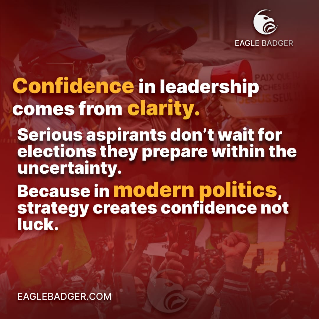 Eagle_BadgerNG's tweet photo. Leadership is not luck  it’s preparation. 🦅

Prepared leaders don’t react, they anticipate.
They understand the terrain, the people, and the moment.

Because in modern politics,
strategy creates confidence not chance.

Ready to position early?

Register now.
💬 Comment or message to get started.

#EagleBadger #Leadership #PoliticalStrategy #2027Elections #BePrepared