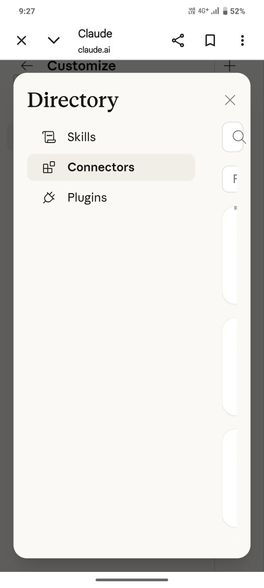 Bhai_jaan_7's tweet photo. @claudeai @AnthropicAI @claudeai

Your web app isn’t mobile-friendly. The "Customize" section (Skills, Connectors, Plugins) breaks on phone browser — panels don’t adjust and content becomes very hard to access.

Please fix the responsiveness. https://t.co/5NLz82K62x