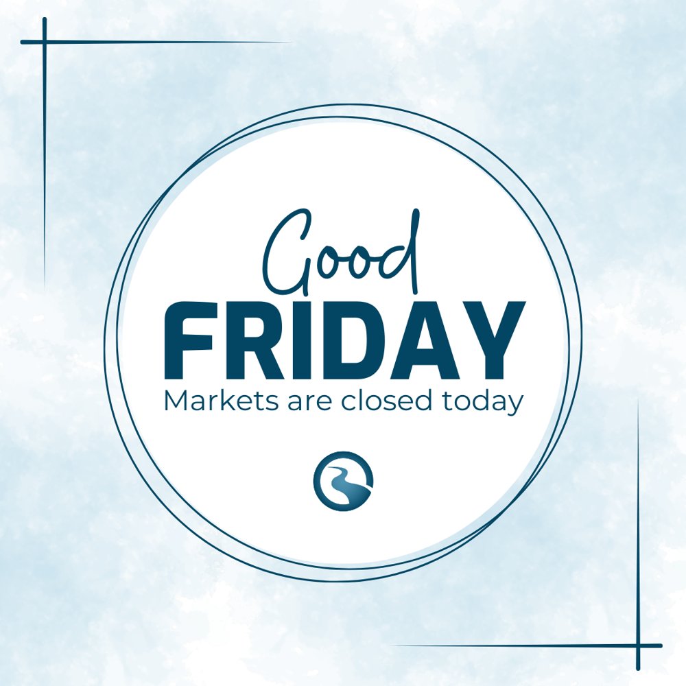 RiversEdgeWP's tweet photo. Markets are closed today in observance of Good Friday.
Wishing you a peaceful day and a restful weekend ahead. https://t.co/Vyajbrp5dC