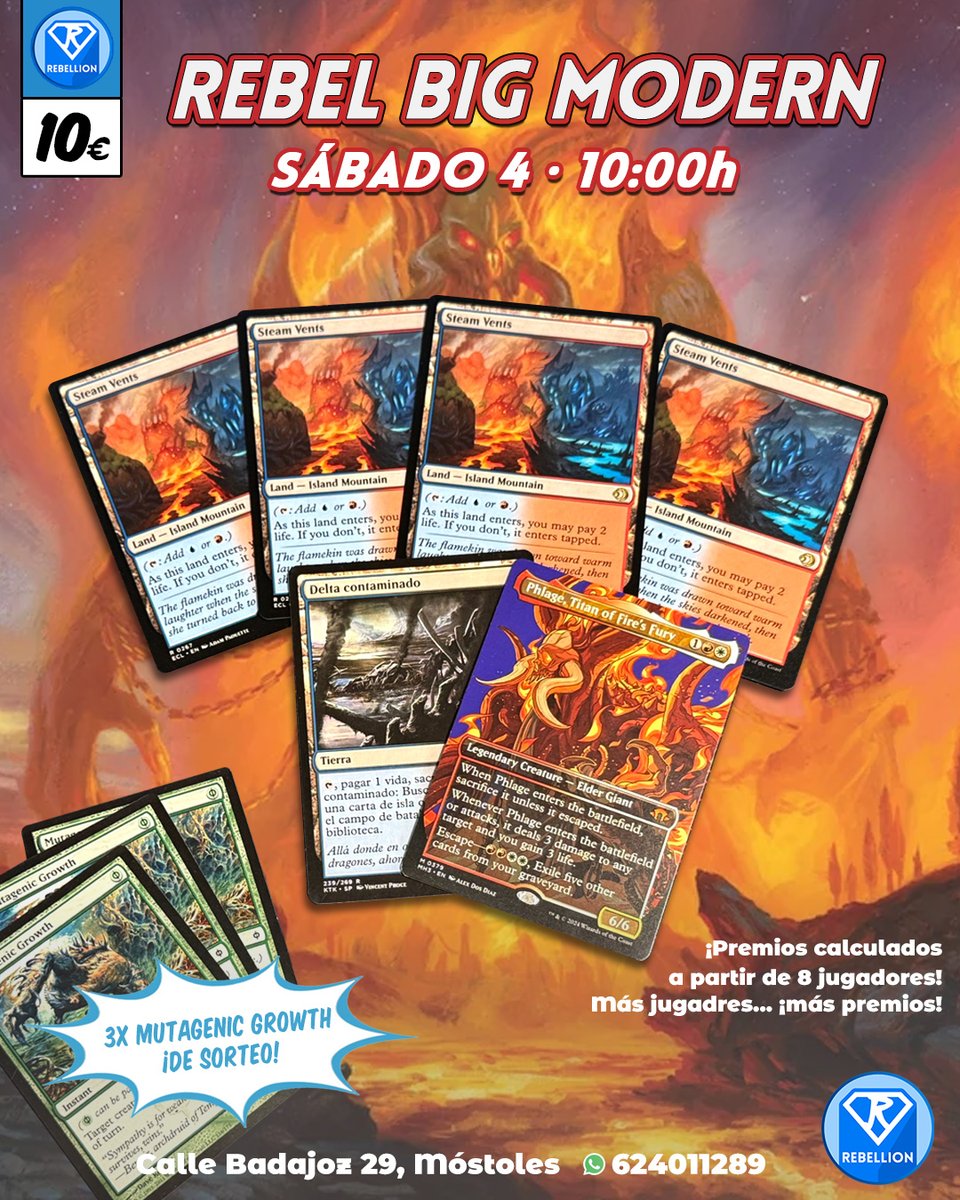 RebellionMTG's tweet photo. ¡Menuda Semana Santa de TORNEOS llevamos en Rebellion!

Están cayendo tres torneos al día y mañana por la mañana ¡TENEMOS MODERN!

Vuelven los torneos de Modern a Rebellion, y vamos a empezar por un wapo un BIG Modern de Sábado. 

#torneosrebeldes #Modern #MTG https://t.co/lA63bJtkQk
