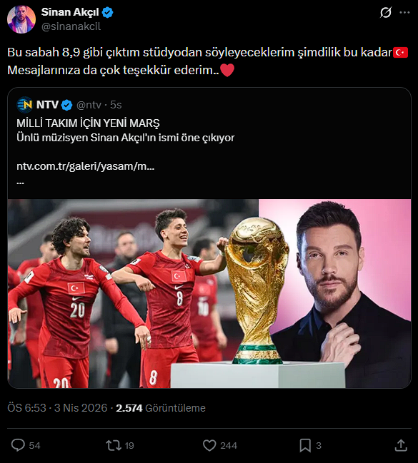 _OzetGec_'s tweet image. Milli Takım marşı için uykusuz geceler başladı! 🎶

Sinan Akçıl sabaha kadar stüdyodan çıkmadığını duyurdu.

24 yıl sonra gelen Dünya Kupası bileti sonrası yeni marş için kollar sıvanmıştı.

Sence o efsanevi Tarkan marşını gölgede bırakabilir mi?
#MilliTakım #BizimÇocuklar