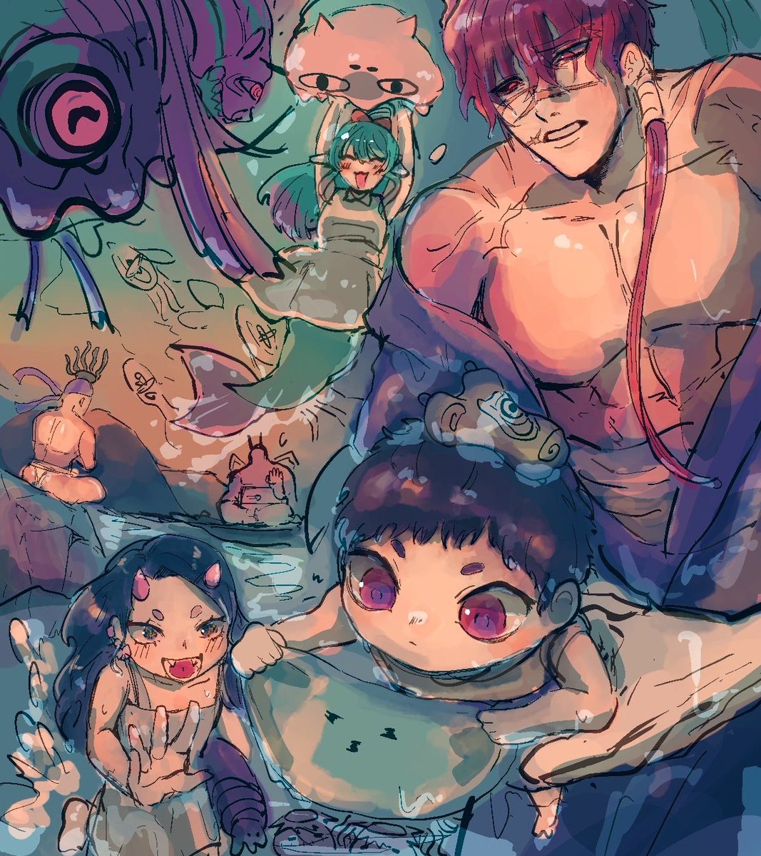 gpaghkknstrny's tweet photo. @ayayo_TL 
川遊びする小狸と幼女たちの絵 https://t.co/hcNCAycwKz