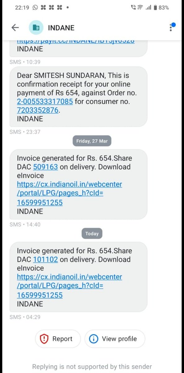 _smithesh's tweet photo. @PIBFactCheck And then why am I not getting an LPG cylinder from Indane in Bangalore after 20 days of booking. Dealer doesnt pick up. 
Invoice raised twice but cylinder never delivered. https://t.co/CPbCMnNPPy