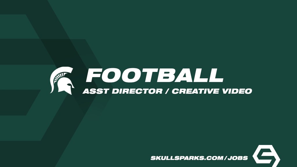 SkullSparks's tweet photo. New opportunity with @MSU_Football
Asst Director of Football Creative Video
East Lansing, Michigan
https://t.co/3l4M6xUTQm

https://t.co/zK0AcbAD41 https://t.co/Q2vni2Oysm