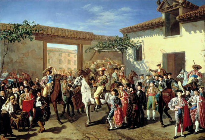 forostoreros's tweet photo. 200 años de su nacimiento 1826 
#TalDiaComoHoy murió en Madrid Manuel Castellano en 1880 -ciudad donde murió-. Este pintor madrileño merece un homenaje por el 200 aniversario de su natalicio.  https://t.co/3zlrtsUuQS
Patio de caballos de la plaza de toros de Madrid, El Prado https://t.co/EgIrTEJuw3