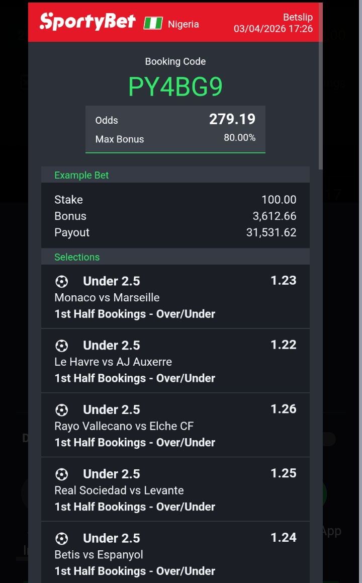 All under 2.5 booking