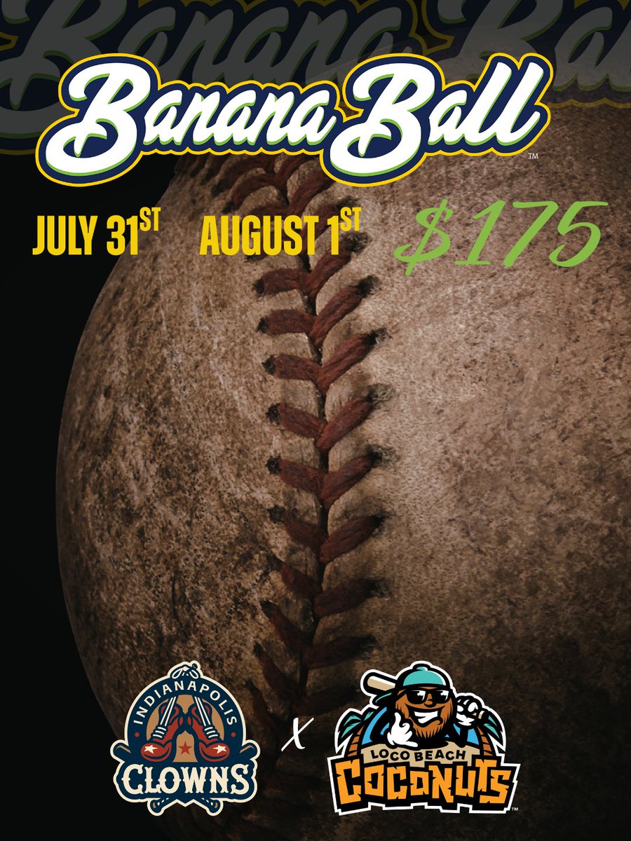 BaysoxOfficial's tweet image. Banana Ball is coming! 

📅July 31st &amp;amp; Aug 1st
🍌Indianapolis Clowns vs Loco Beach Coconuts
📍Prince George’s Stadium
🎟Club Level tickets 

Limit 8 tickets per buyer. Food and beverage not included.
🔗hubs.ly/Q047fTf10

#BananaBall #GoBaysox #SummerFun