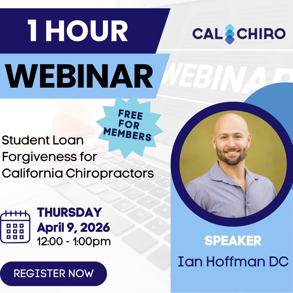 CalChiroOrg's tweet image. CalChiro Webinar this Thursday, April 9: Ian Hoffman DC breaks down how providers are qualifying for Public Service Loan Forgiveness while expanding access to care through nonprofit models. 🎓

Register now → calchiro.org/events 

#StudentLoans #ChiropracticCare