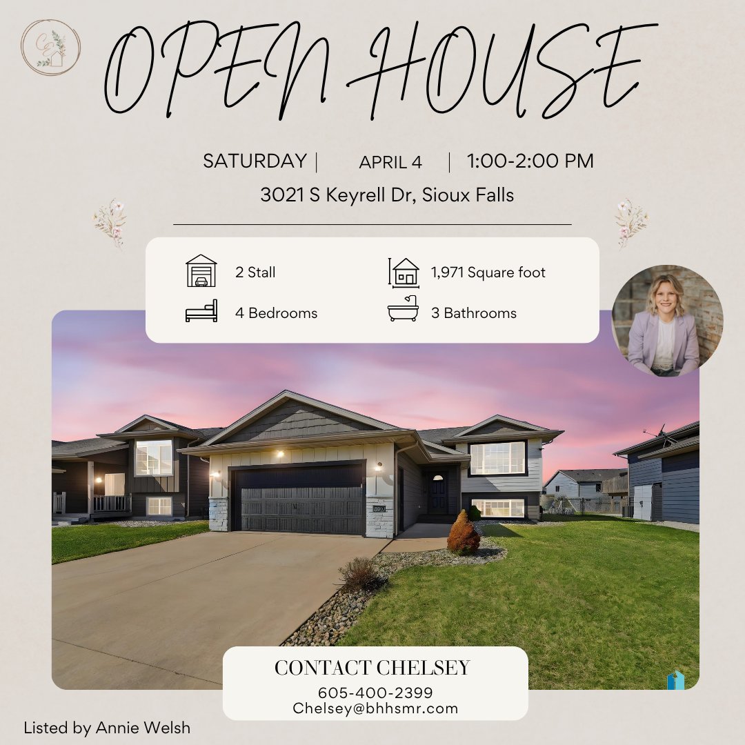 Explore open houses this Saturday with Berkshire Hathaway HomeServices! 🏡 Ready to find your next home? Homes for sale in Sioux Falls. Have questions? Feel free to reach out. #RealEstate #OpenHouse