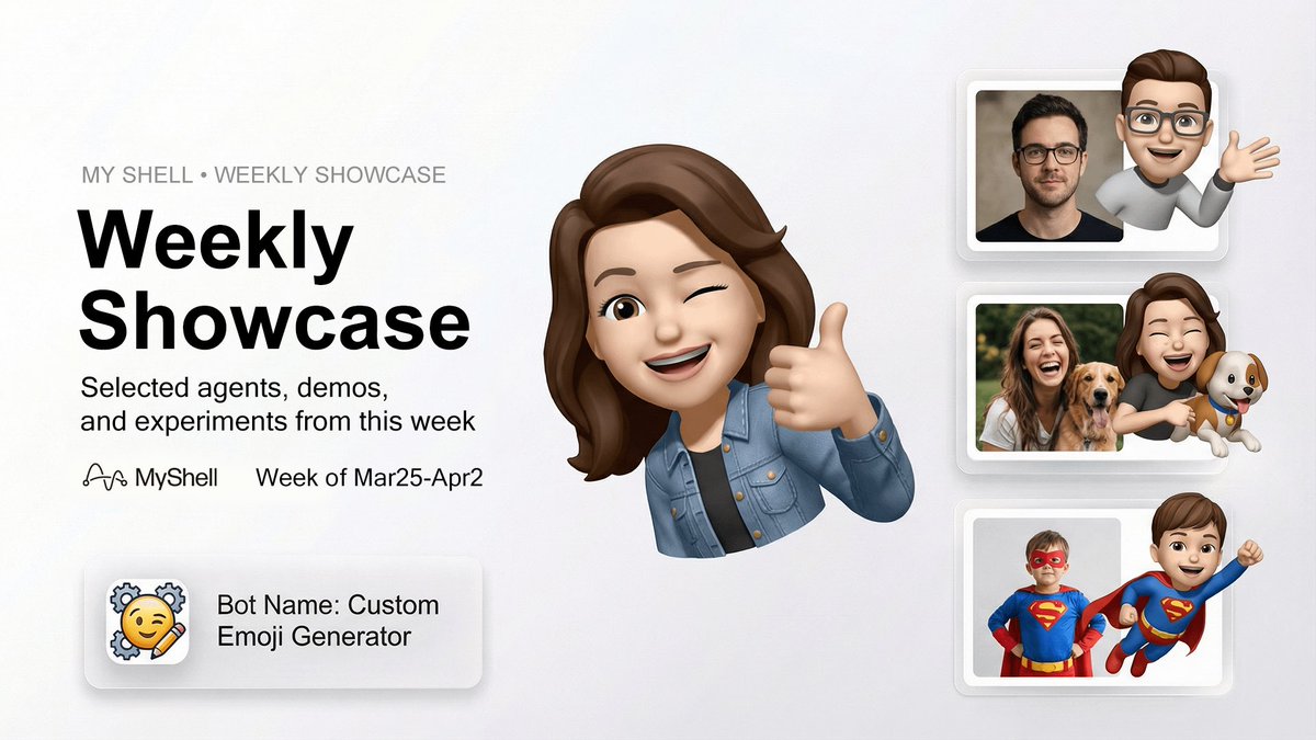 _BMBGOLD's tweet photo. Man, I just went through this week’s https://t.co/yIJRWCwCJ6 showcase and honestly… some of these agents are lowkey blowing my mind 😂
They’re taking something as simple as one photo and turning it into completely different vibes:

✅The Custom Emoji Generator — you just upload a selfie and it spits out a whole set of personalized emojis that actually look like you. Animated style, expressive faces… perfect for chats, reactions, or just repping your own little visual identity everywhere. No more using random stickers that don’t match you.

✅The Heaven Reunion Video Creator — this one feels different. It takes your photos and creates these soft, emotional short videos imagining reunions in heaven. The lighting, the storytelling… it’s gentle and cinematic. Could be really touching for remembering people. Hit me right in the feels.

✅The Monster Poster Maker — turns your portrait into these epic, dramatic “monster” movie-style posters with bold colors and strong composition. Looks like something straight off a Hollywood billboard. Super fun for gaming profiles, creative branding, or just flexing on the timeline.

What I like most is how easy it is — no complicated prompts, just a photo in and you get polished, ready-to-share stuff. It actually feels like AI is finally making creativity fun and personal again.

Big props to the creators who built these and to @myshell_ai for putting them in the spotlight every week. The platform is quietly becoming one of the most interesting places for everyday AI experiments