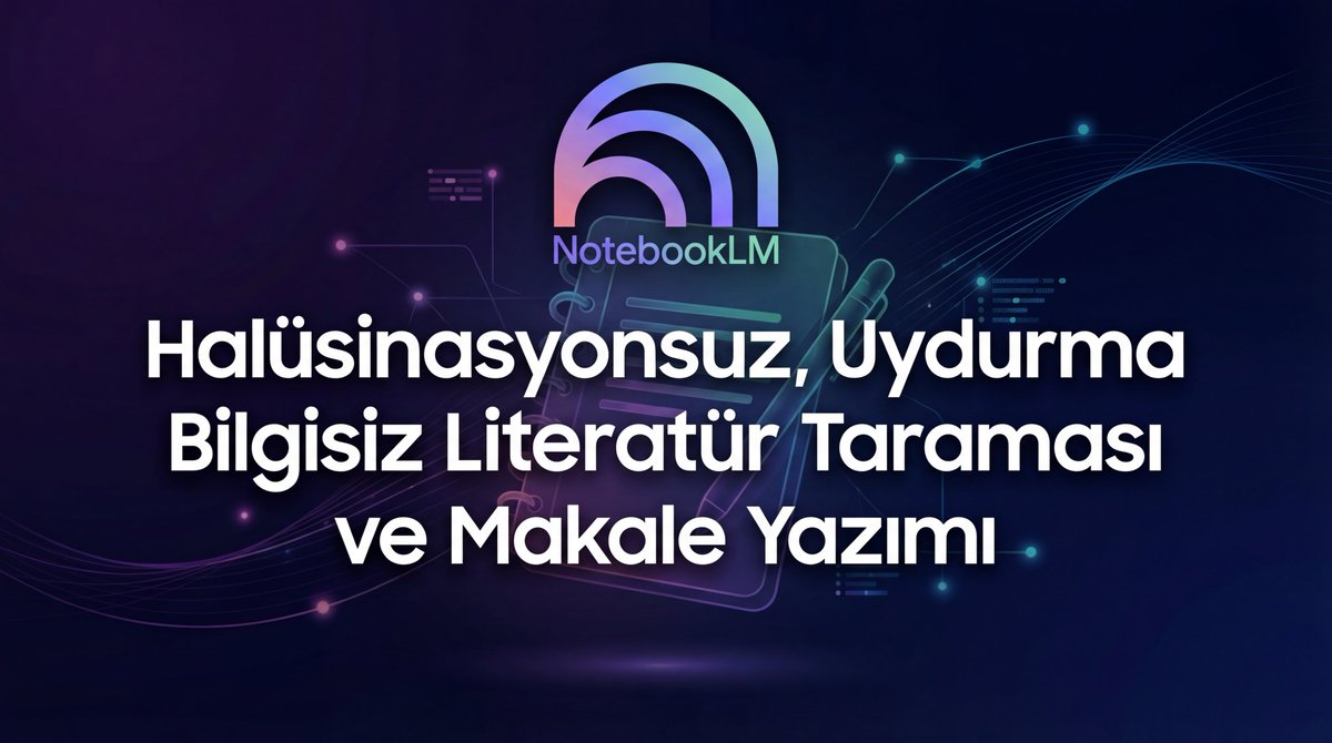 NotebookLM ile sıfırdan halüsinasyonsuz, uydurma bilgisiz literatür tara ve makale yaz.  

Diğer yapay zeka araçlarından farkı ne?

NotebookLM sadece senin yüklediğin kaynaklardan cevap üretir. Dışarıdan bilgi çekmez, bilgi uydurmaz, halüsinasyon yapmaz.

7 adımda promptlarla