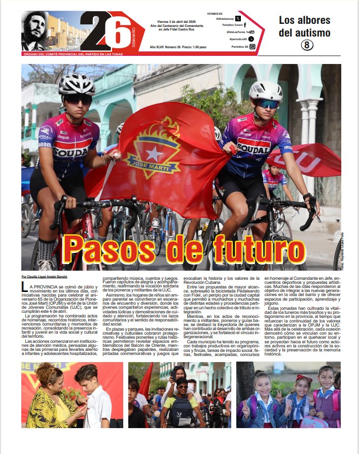 📢 Revive lo más importante de la semana en #LasTunas con nuestro resumen semanal.
🎉 Un PDF gratuito, listo para descargar y compartir. Aquí te resumimos los hechos que nos unen, nos emocionan y nos mueven como provincia. #26Informa 👉 periodico26.cu/index.php/es/e…