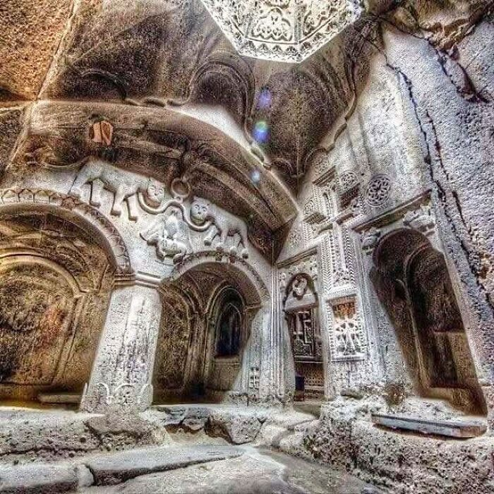 LeoDaVinciWave's tweet photo. The Geghard Monastery,  in Armenia. https://t.co/Qm1DMg020y