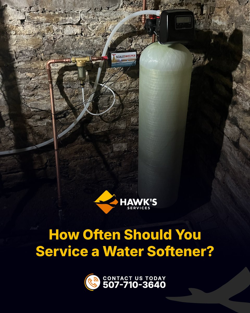HawksServices's tweet photo. 💧How often should a water softener be serviced?
Experts recommend annual water softener maintenance to ensure the system removes hard minerals effectively.
Regular tune-ups help:

 ✔Prevent scale buildup
 ✔Protect appliances
 ✔Improve water quality

 📞 507-710-3640 https://t.co/x1emSwdW0c