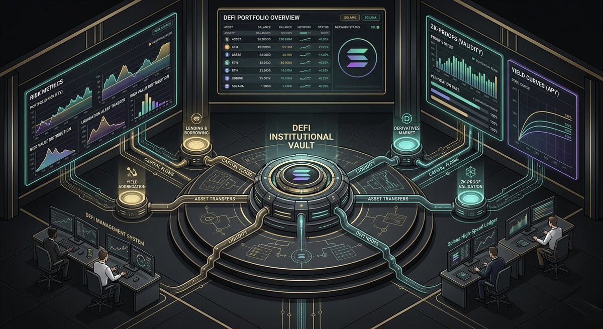 North_Protocol's tweet photo. Most DeFi still treats risk like vibes. 

Sentinel is built as an institutional vault: risk, liquidity and yield are tracked like a real portfolio desk.

📊 Risk metrics on every strategy
  
📈 Yield curves (APY) tied to real flows, not promises  

🧠 AI‑driven engine to allocate within strict risk budgets

All of this plugs into a Solana vault architecture where every state change is proven, not assumed.  
You can dive into the architecture + code here :

Vault design + docs : https://t.co/HLZpvolhsY

Codebase (devnet MVP) : https://t.co/xg1w4ojuPl

#Solana #DeFi #Risk #Yield #AI