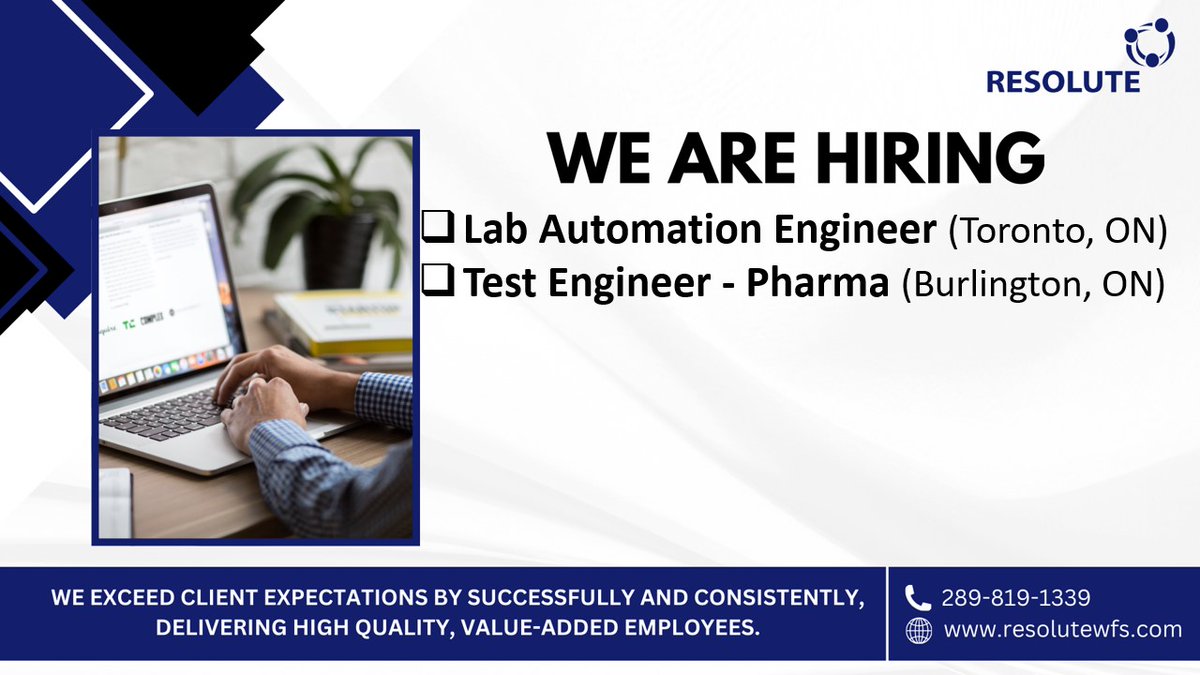 ResoluteWfs's tweet photo. Lab Automation Engineer, Toronto, ON.
https://t.co/Ygxf69bUKp
Test Engineer - Pharma, Burlington, ON.
https://t.co/sospUeeUdD

#hiringalert #automation #hamiltonsystem #flowcytometry #ranorex https://t.co/O4ydOWD0KJ