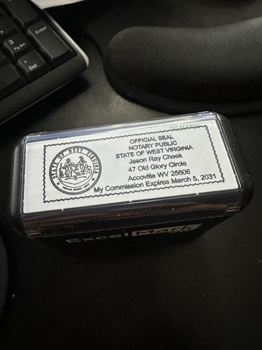 jasonraycheek's tweet photo. Received my new notary stamps today. I forgot and allowed my commission to expire, but I renewed it and legit again! 😂 https://t.co/Bwc7iTniwP