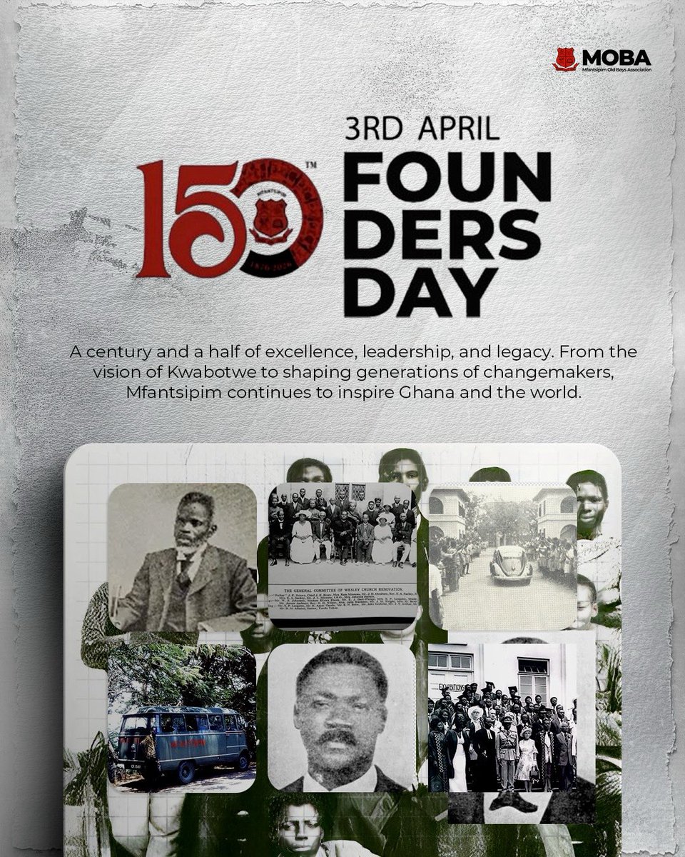 mobafraternity's tweet image. On this Founders Day (3rd April 1876 - 3rd April 2026) , we take a moment to journey back to our roots 🔴⚫️.

These memories remind us that while the world changes, the Mfantsipim character of excellence is timeless.

#Mfantsipim150 #MOBA #FoundersDay #GhanaHistory #DwenHweKan