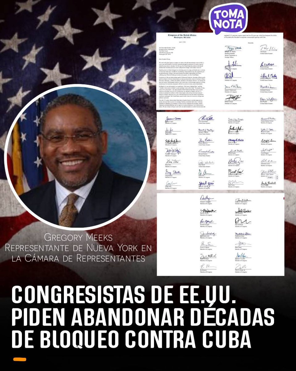 BasterBarbara's tweet photo. 🇺🇲🏛 Congresistas de EE.UU. piden a #Trump cambiar el rumbo sobre #Cuba

Un grupo de 50 legisladores estadounidenses, entre senadores y representantes, envió una carta al presidente Donald Trump para cuestionar la política de presión contra Cuba y reclamar un giro en el trato. https://t.co/QhKStY7tFH