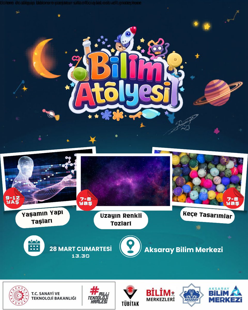 Aksaray Bilim Merkezi olarak bu hafta sonu, çocuklarımızı keşfetmeye, tasarlamaya ve öğrenmeye davet ediyoruz 🗓 Tarih: 28-29 Mart Cumartesi-pazar
⏰ Saat: 13.30
📍 Yer: Aksaray Bilim Merkezi