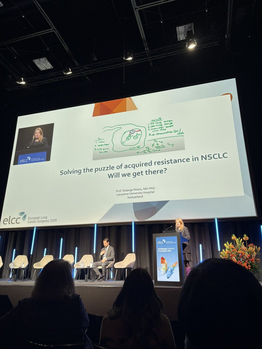 youngkwangchae's tweet image. Great keynote lecture from Dr. @peters_solange at #ELCC2026 🎤. To avoid acquired resistance and prevent clonal divergence in #lungcancer 🫁, we need to deliver the most effective combination upfront 💥 and pursue ablation whenever possible 🔬. @myESMO @OncoAlert