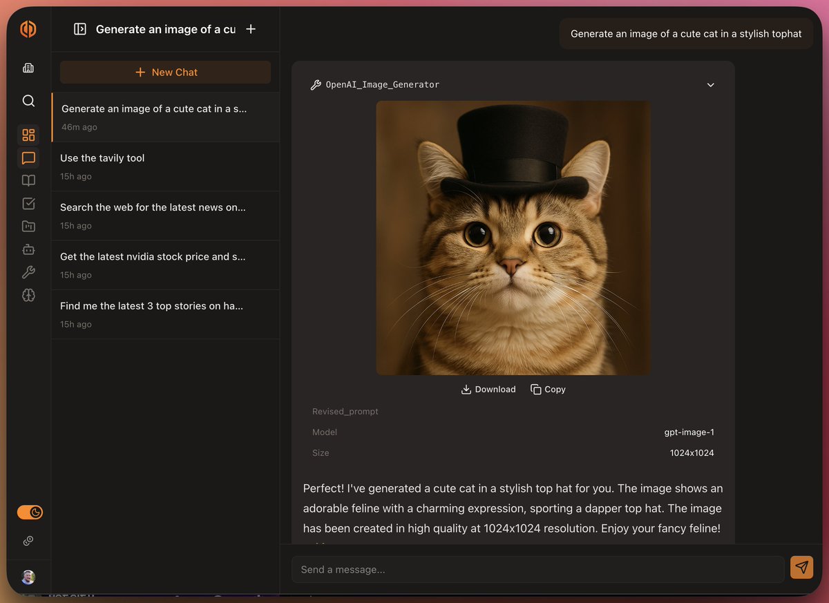Patrity's tweet image. Google + OpenAI Image Generation✅
One of many tools to come on the Cognova ToolHub!
I created a way for developers to easily create their own sandboxed tools and run it with their agent's context on Cognova!
Docs👉cognova.dev/docs/tool-hub

#BuildInPublic #AIAgents #DevTools #AI