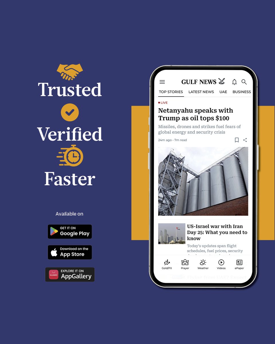 gulf_news's tweet photo. When it matters most, trust Gulf News. Download the app for free now.

The Gulf News app is completely FREE to download and use for the latest, trusted and verified information.

Download here:
https://t.co/IMMcJsRbJo https://t.co/Z3uvg6g6qW